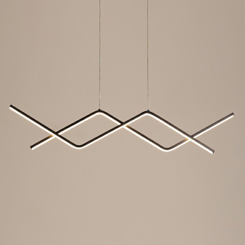Metal Line Art Hanging Light Simplicity LED Island Light Fixture for Dining Room