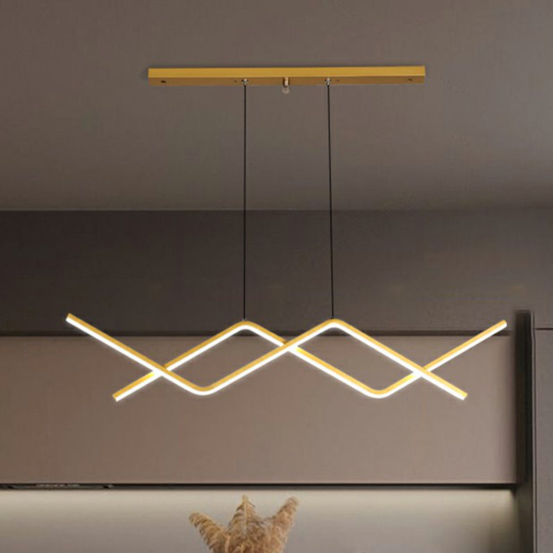 Metal Line Art Hanging Light Simplicity LED Island Light Fixture for Dining Room