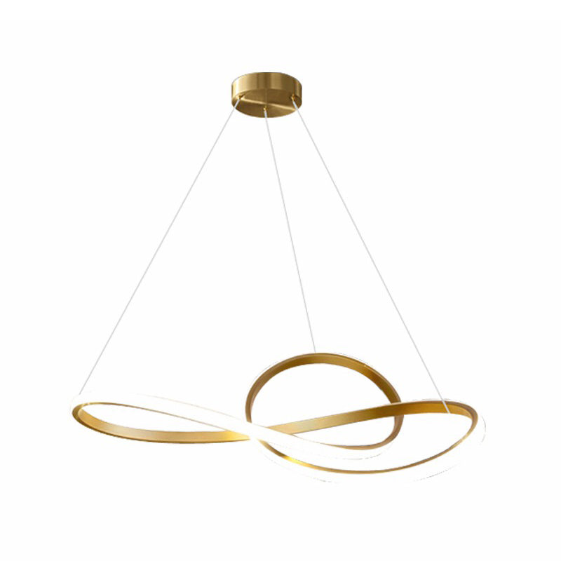 Note de musique LED Chandelier Minimaliste Métal Metal Gold Finition Hanging Light pour le salon