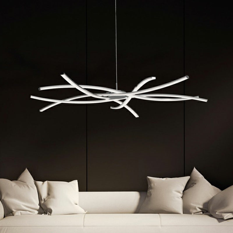 Floral Living Room Chandelier Metallic Simplicity LED Suspended Lighting Fixture