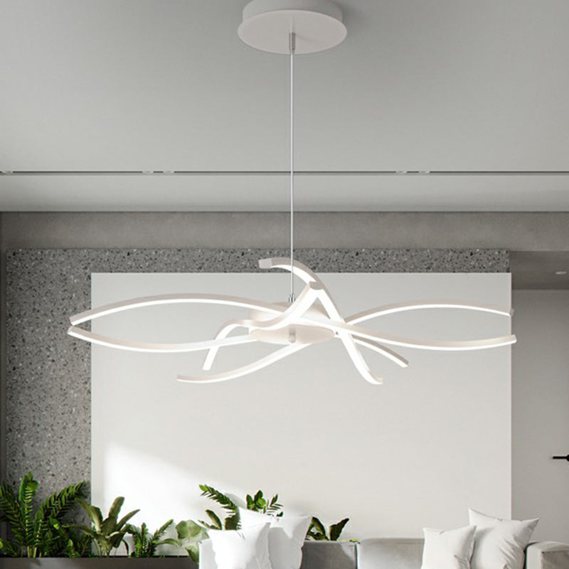 Floral Living Room Chandelier Metallic Simplicity LED Suspended Lighting Fixture