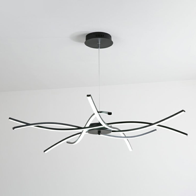 Floral Living Room Chandelier Metallic Simplicity LED Suspended Lighting Fixture