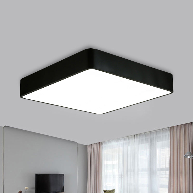 Lámpara empotrada cuadrada blanca/negra moderna de 14"/18"/23,5" de ancho Led de montaje empotrado de metal para sala de estar