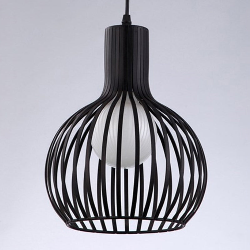 Loft Spherical Cage Hanging Light Single-Bulb Iron Ceiling Pendant for Restaurant