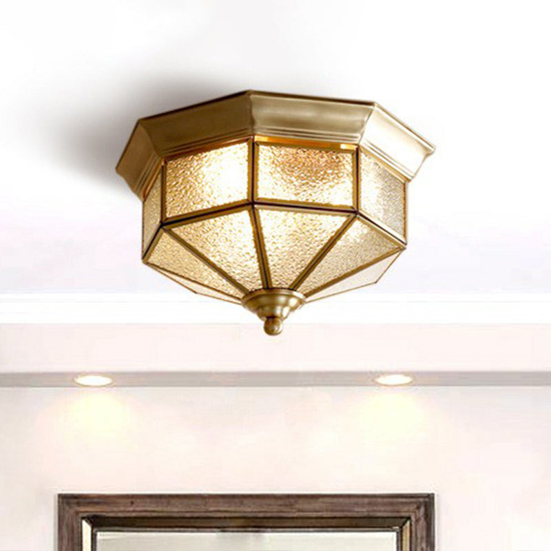 Yurt Geformtes Glas Flush Light Classic Living Room Flush Mount Ceiling Light in Brass