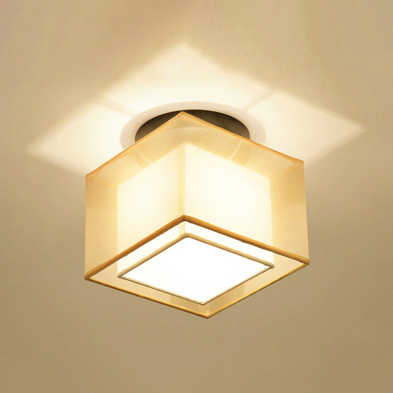Dual-Shaded Corridor Ceiling Light Fabric 1 Light Modern Semi Flush Mount Lighting