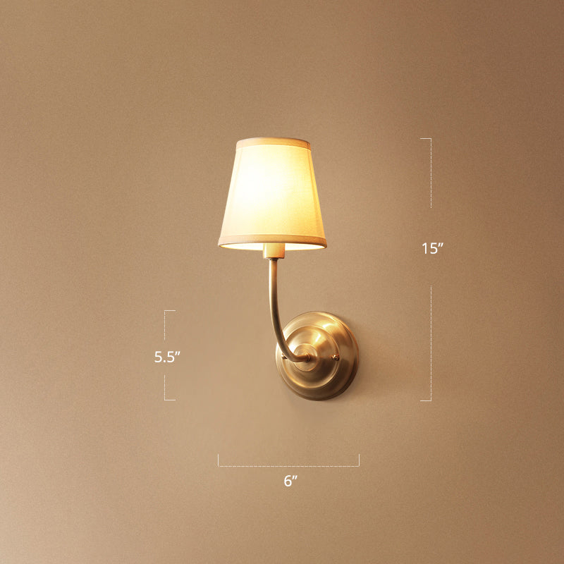 Conic Wall Lamp Fixture Simplicity Fabric 1-Light Foyer Wall Lighting Ideas in Gold