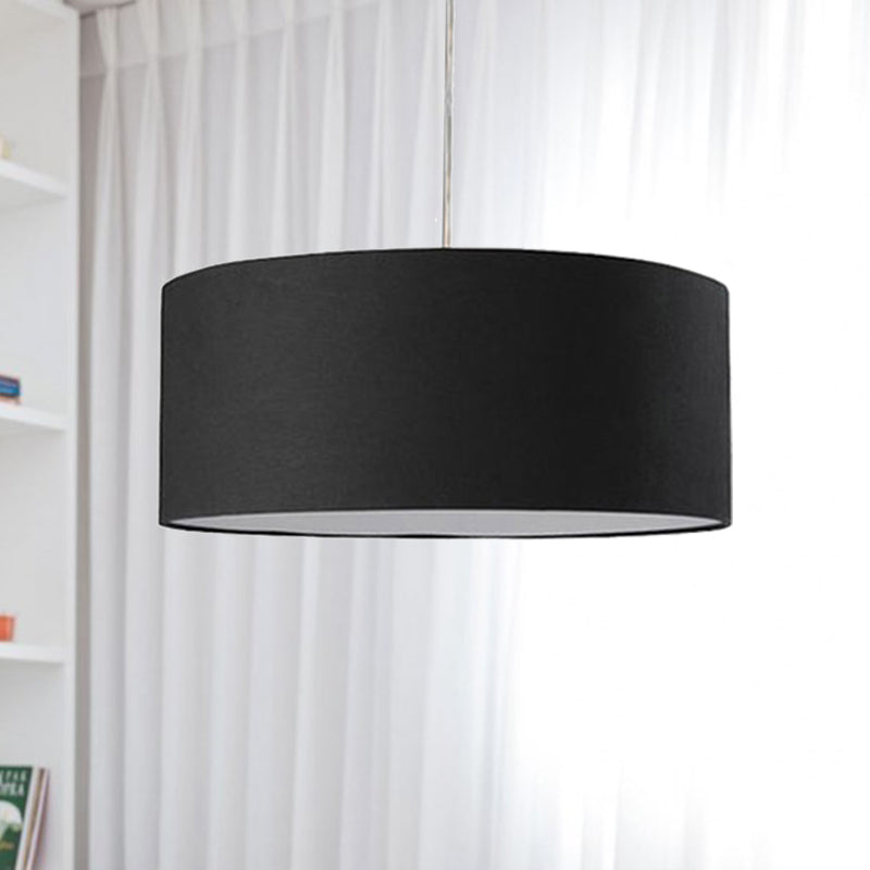 Trommelanhänger Leuchte minimalismus Stoff Schwarz LED Hanging Deckenleuchte, 12 "/16" /19.5 "Dia