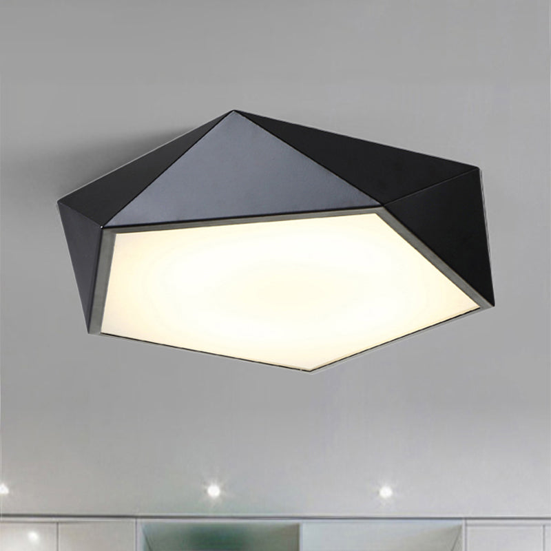 16.5"/20.5"/24.5" Wide Geometric Metal Flush Mount Lighting Modern Led White/Black Flush Mount Ceiling Fixture