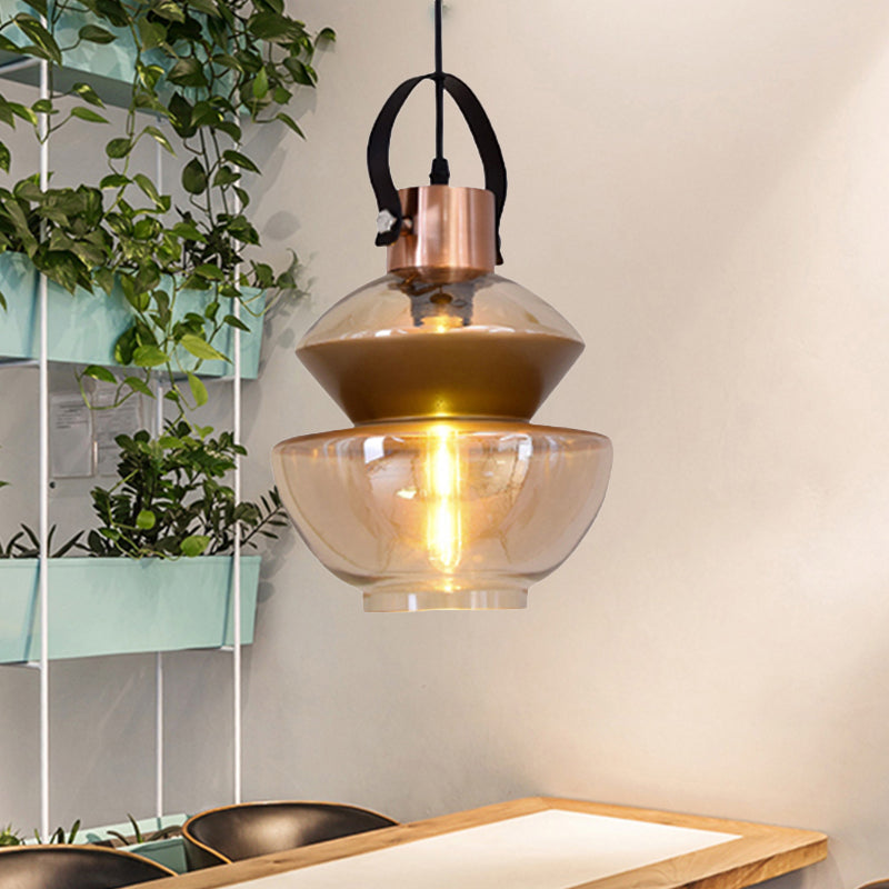 Kalebas/kegel glazen hanglampverlichting modernistisch 1 lichtbruine hangende plafondarmatuur voor eetkamer