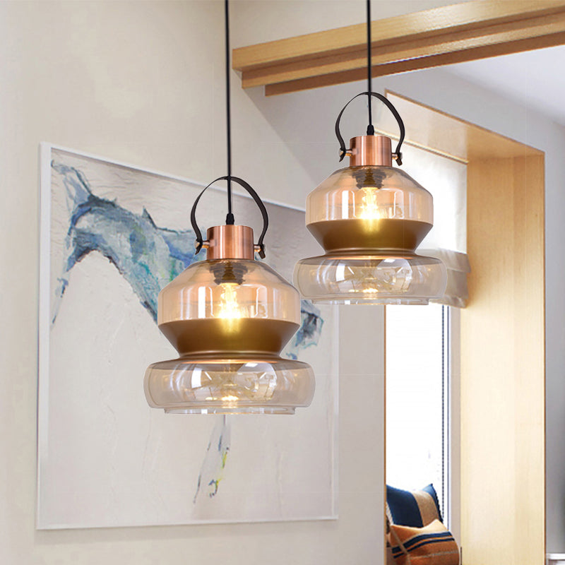 Kalebas/kegel glazen hanglampverlichting modernistisch 1 lichtbruine hangende plafondarmatuur voor eetkamer