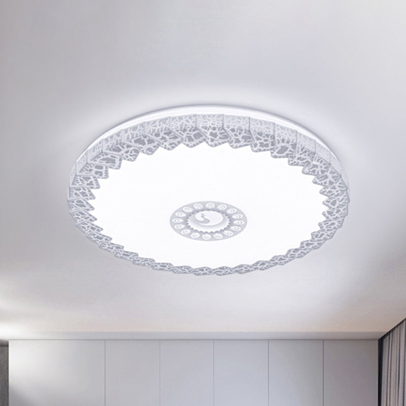 Plafonnier LED minimaliste avec abat-jour en acrylique blanc/bleu/or, plafonnier circulaire craquelé pour chambre à coucher en blanc chaud/blanc, 38,1 cm/48,3 cm de large.