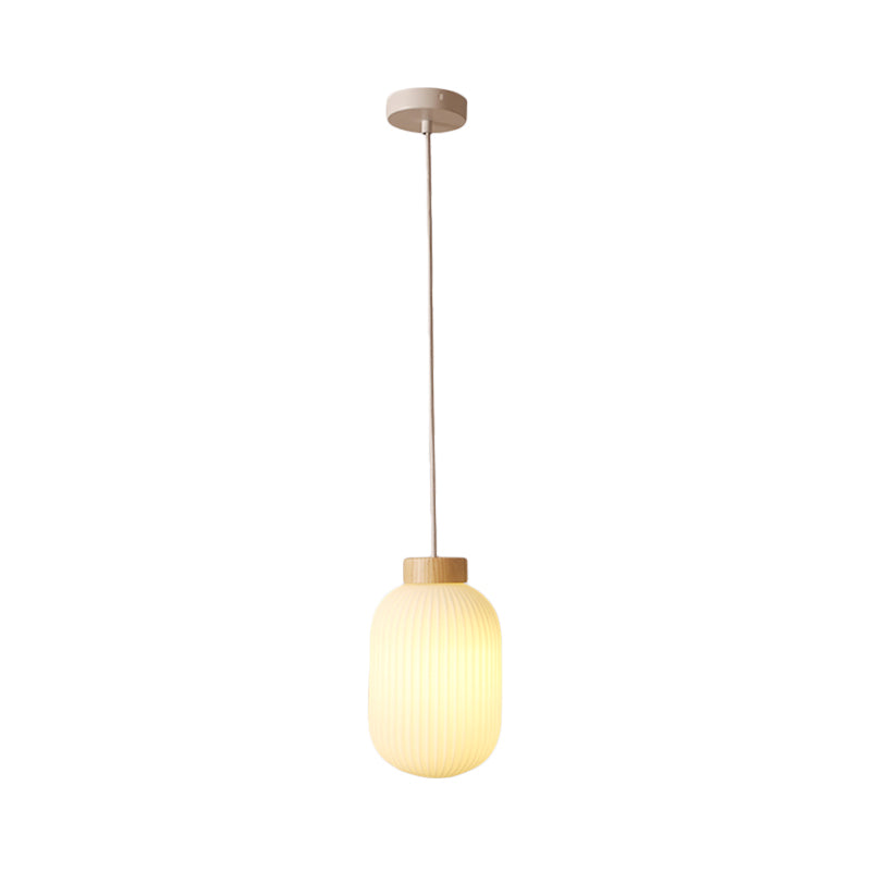 Asian 1 Light Pendant Lamp with Paper Shade White Capsule/Drum Ceiling Pendant for Corridor, 5.5"/8"/12" Wide