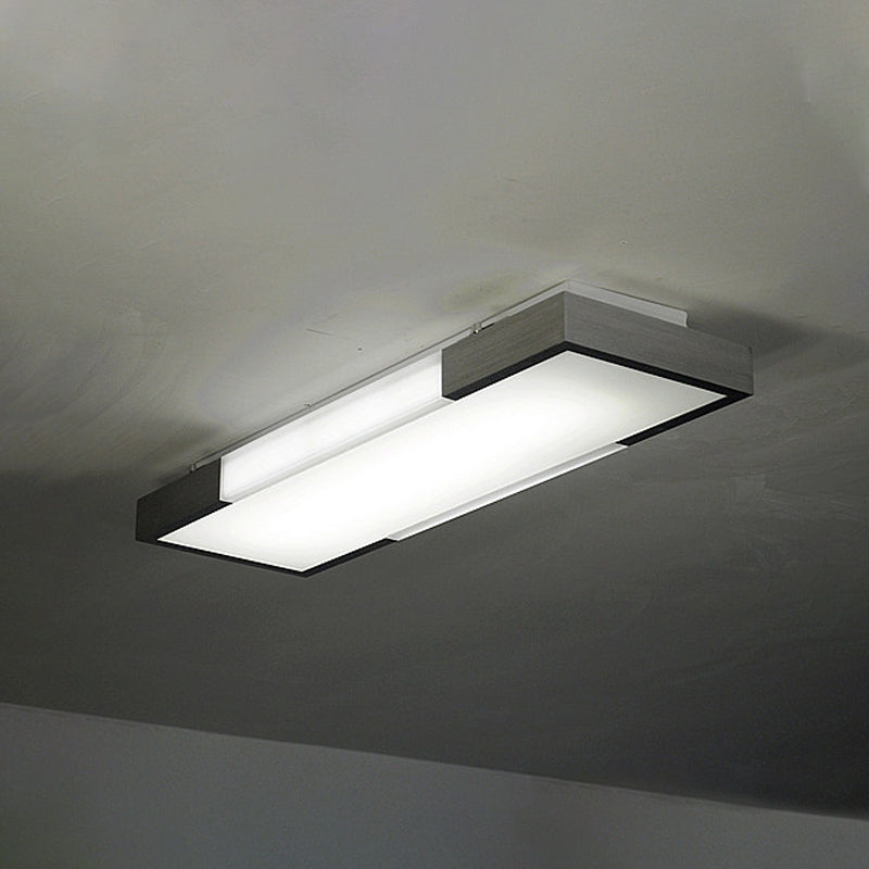 8"/15" Wide Simplicity Rectangular Flush Mount Lamp Metal 24.5"/35.5" Long Led Cloakroom Flush Light Fixture in Black/Silver