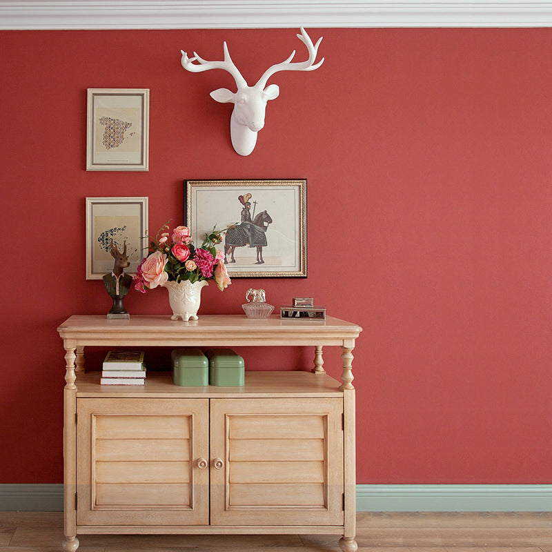 Minimalist Solid Color Wallpaper Roll Stain Resistant Wall Covering for Living Room