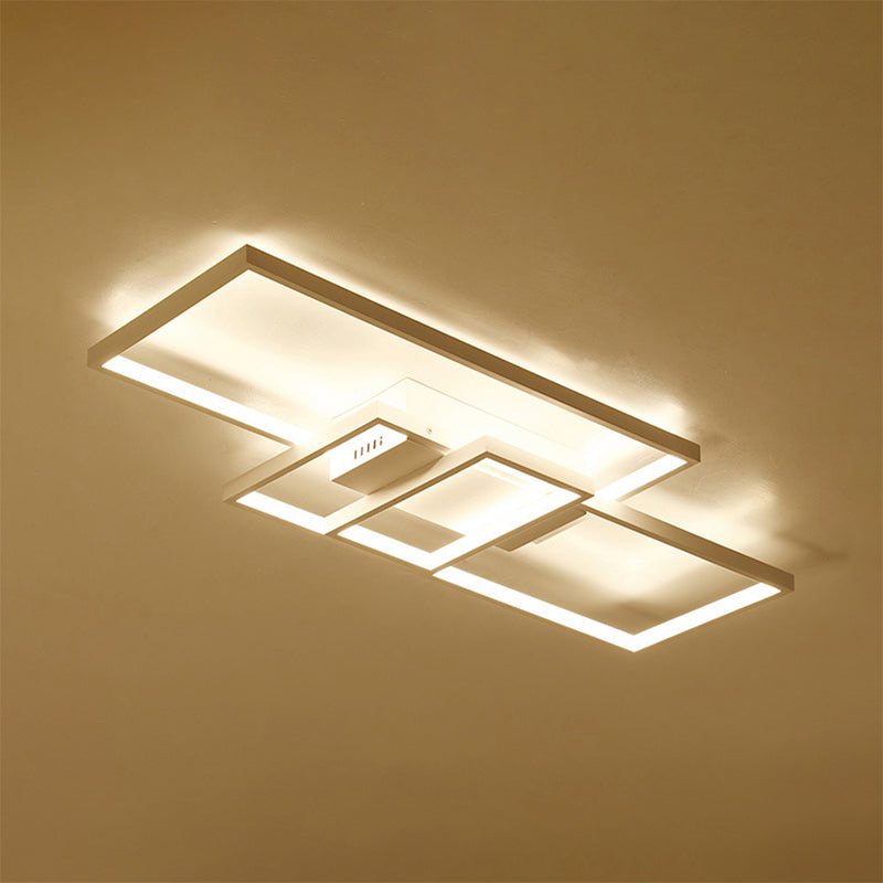 33.5"/41" Wide Traverse Flush Ceiling Light Contemporary Acrylic LED Black/White Flushmount Lighting in Warm/White/Natural Light