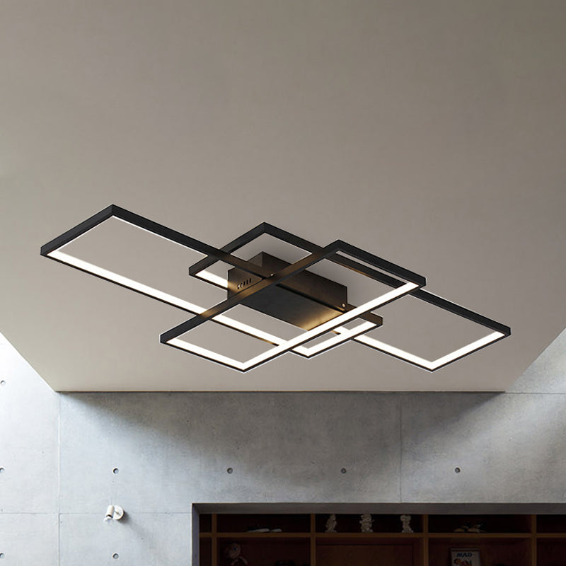 33.5"/41" Wide Traverse Flush Ceiling Light Contemporary Acrylic LED Black/White Flushmount Lighting in Warm/White/Natural Light