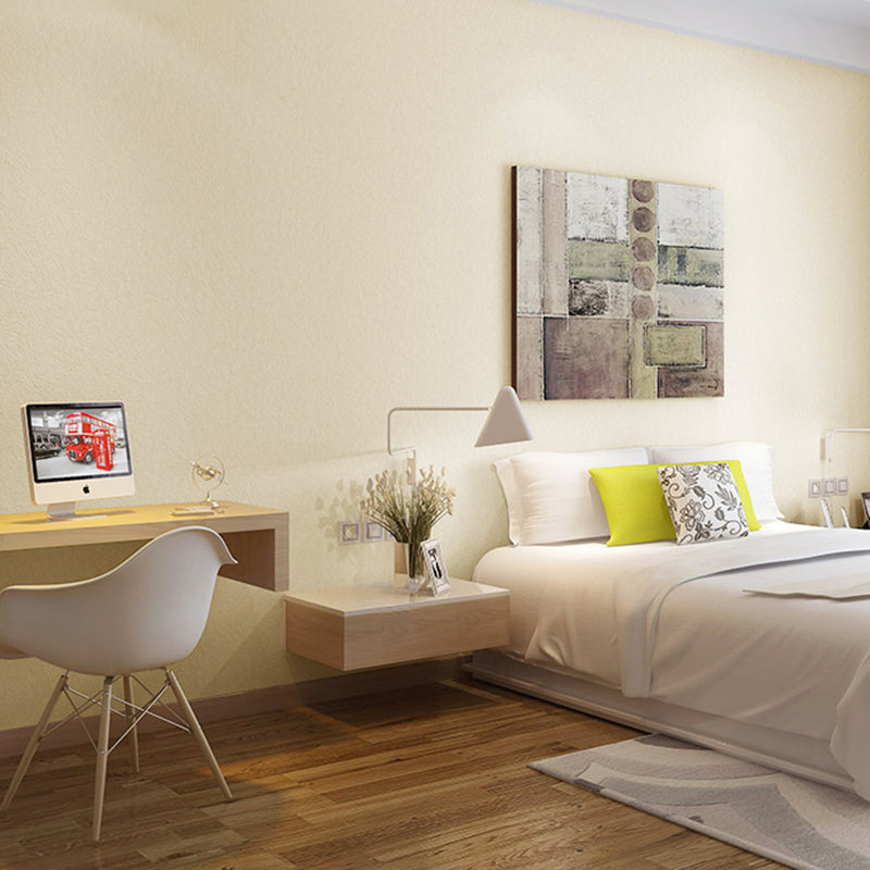 Modern Style Wallpaper Roll Solid Color Pattern Stain Resistant Wall Covering, Soft Color