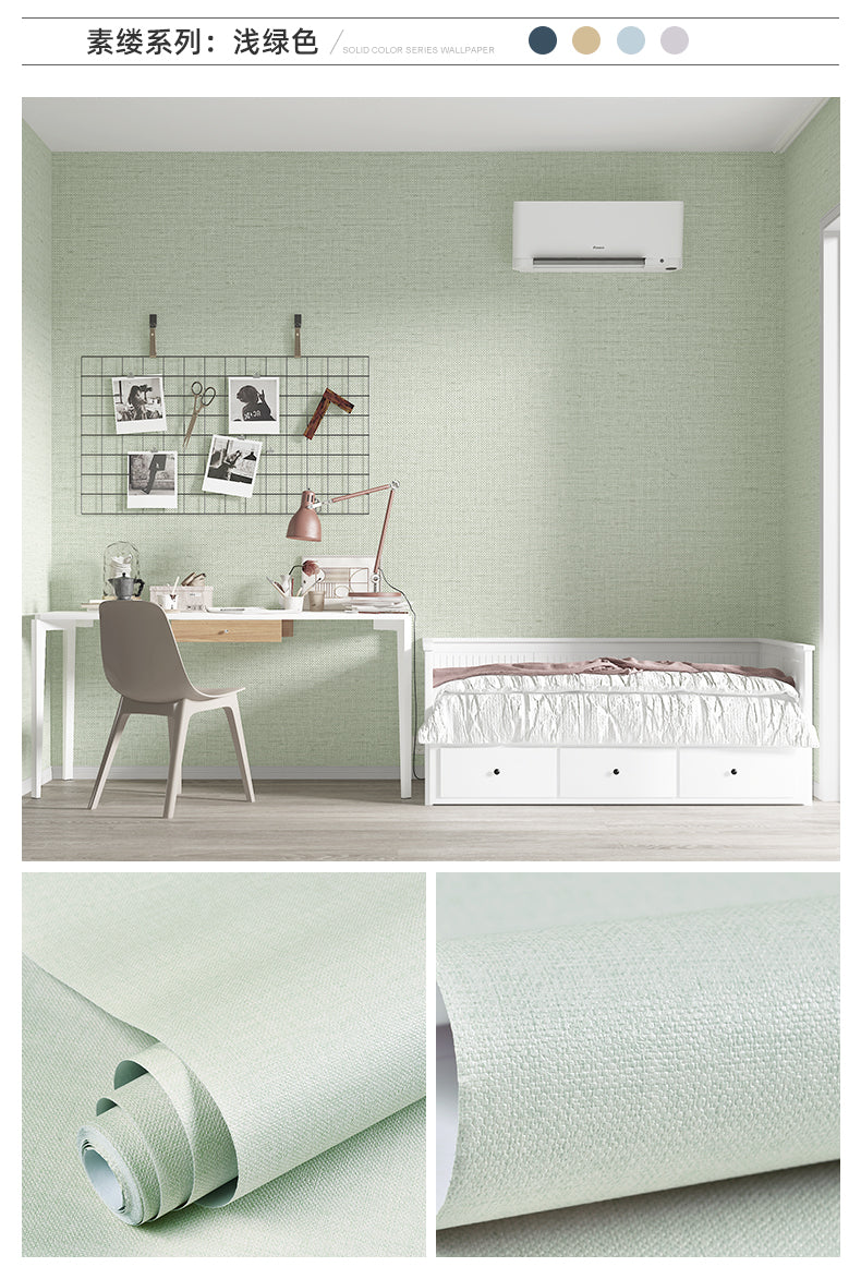 Simplicity Solid-Colored Wallpaper Roll Multi Color Non-Pasted Wall Art for Bedroom