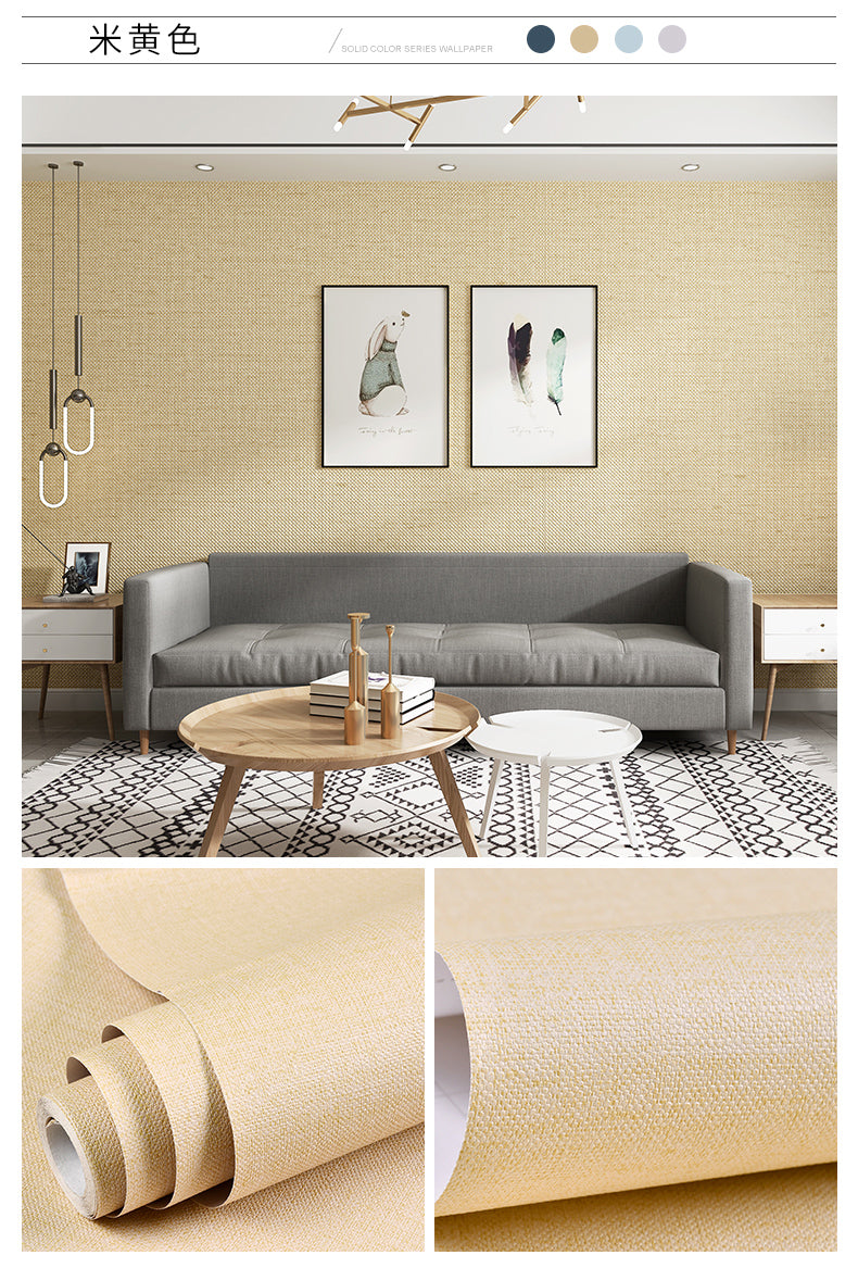 Simplicity Solid-Colored Wallpaper Roll Multi Color Non-Pasted Wall Art for Bedroom