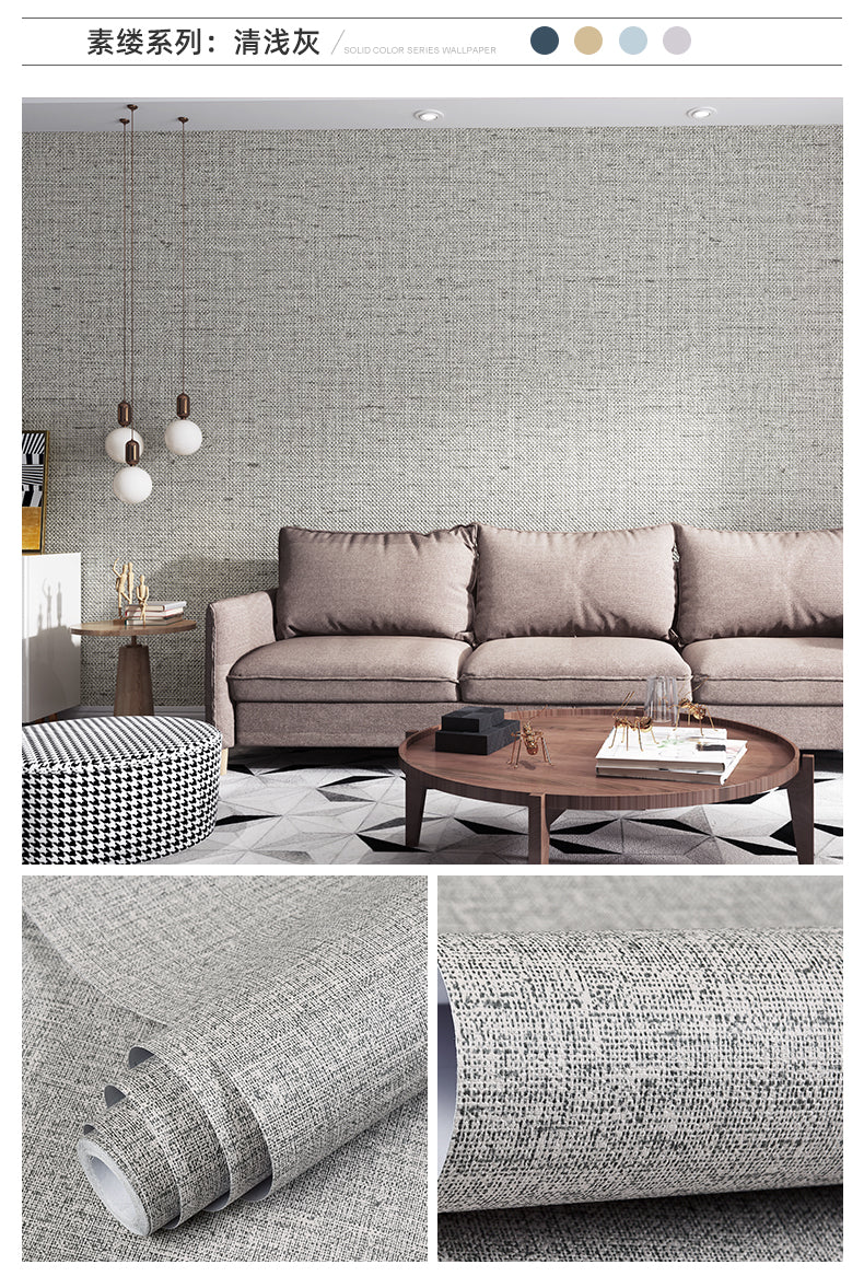 Simplicity Solid-Colored Wallpaper Roll Multi Color Non-Pasted Wall Art for Bedroom