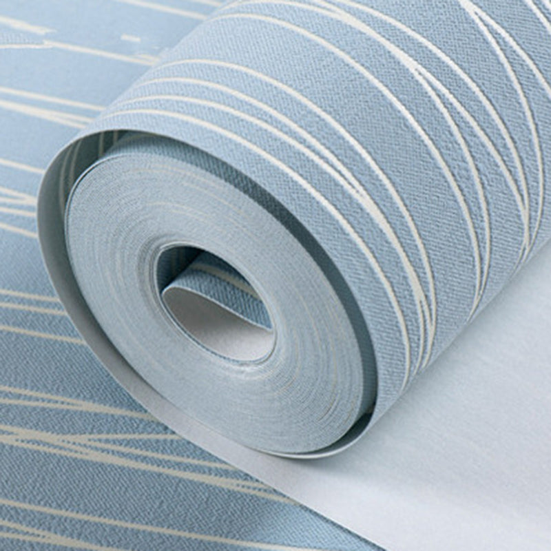 Wallpaper Roll Ticking Stripes Soft Color Contemporary Style Non-Woven Fabric Wall Covering