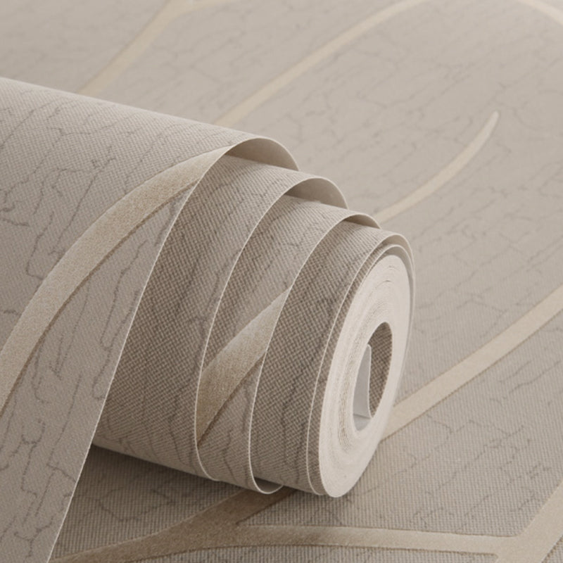 Self-Adhesive Curved Stripe Wallpaper Roll Non-Woven Material Simple Wall Art for Living Room