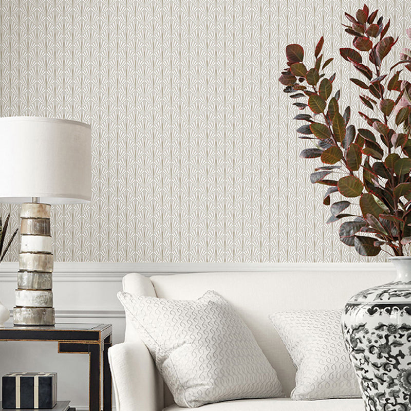 Rhombus Leaf Print Wallpaper Roll Simplicity Style Adhesive Bedroom Wall Decor, 61.4 sq-ft