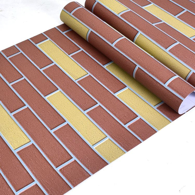 Pastel Color Brick Pattern Wallpaper Roll Peel off Wall Covering for Accent Wall