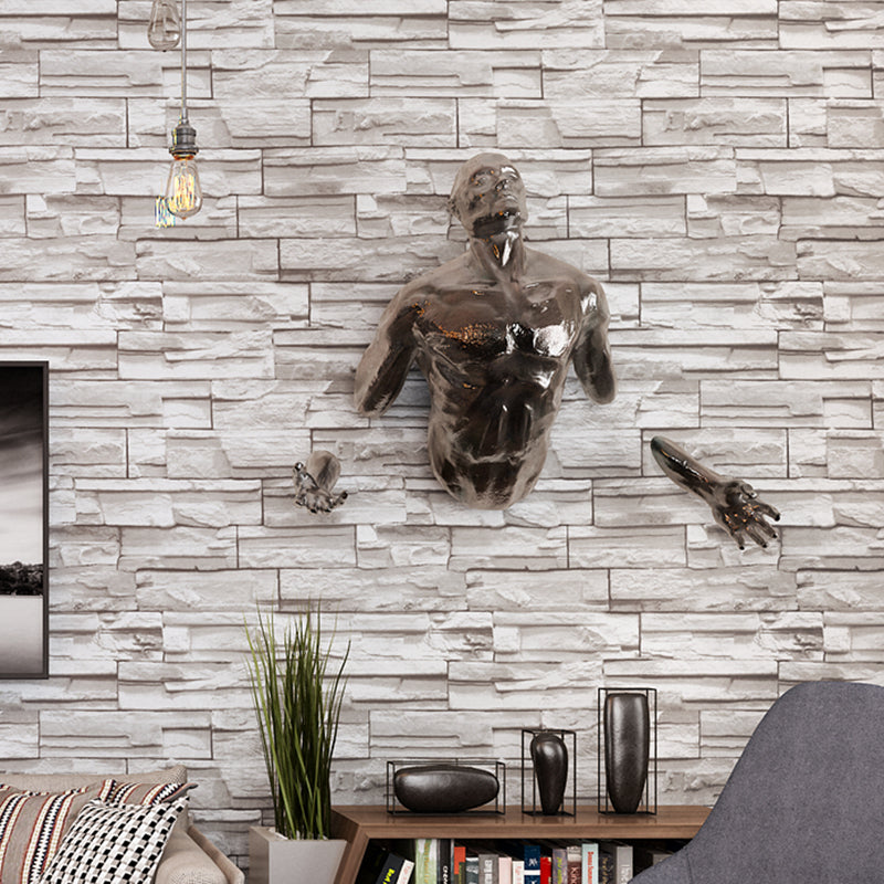 Multicolor Vinyl Wallpaper Roll Brick Pattern Moisture Resistant Wall Art, 57.1 sq-ft