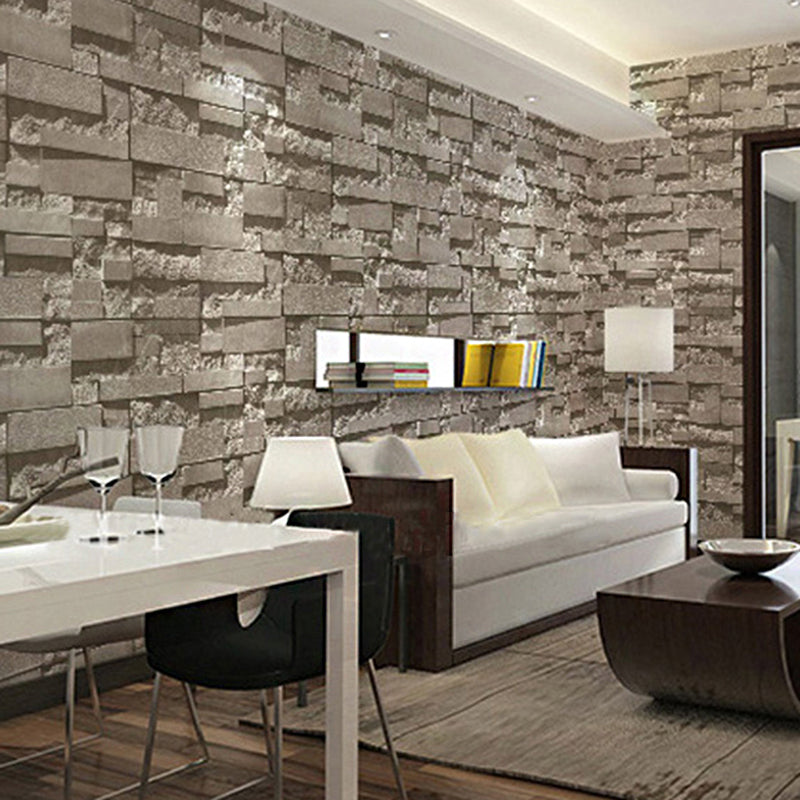 Bricked Pattern Wallpaper Roll Multiple Colors Industrial Chic Wall Art for Barbershop