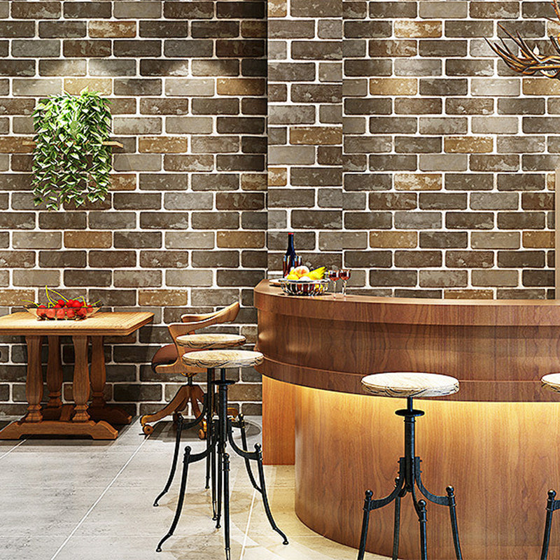 Unpasted Brick Print Wallpaper Roll Industrial Style PVC Wall Art, 33' L x 20.5" W