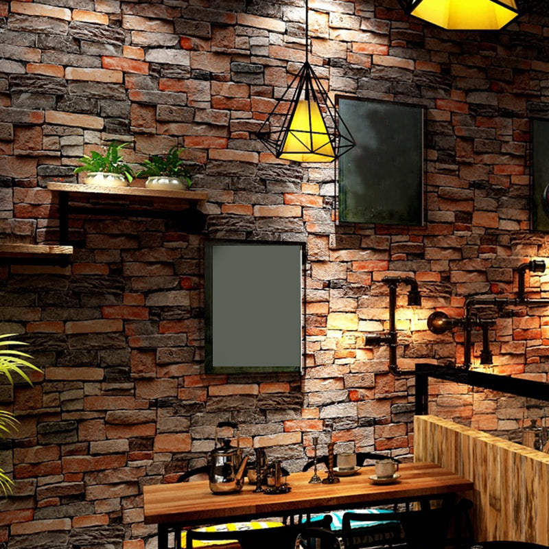 Water Resistant Brick Patterned Wallpaper Roll PVC Industrial Wall Decor for Restaurant