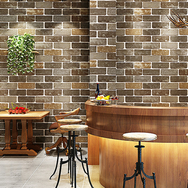 Water Resistant Brick Patterned Wallpaper Roll PVC Industrial Wall Decor for Restaurant