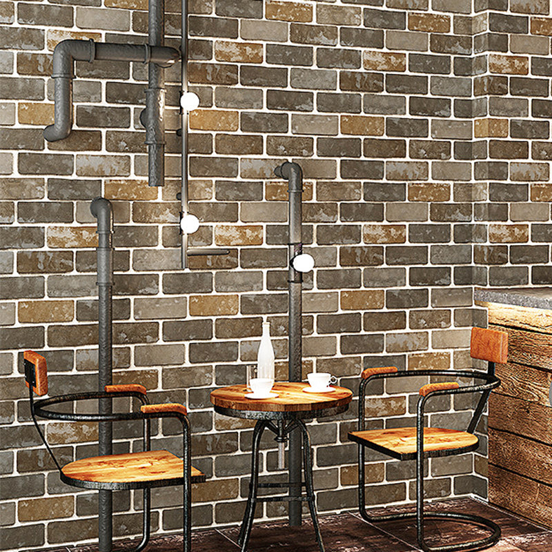 Water Resistant Brick Patterned Wallpaper Roll PVC Industrial Wall Decor for Restaurant