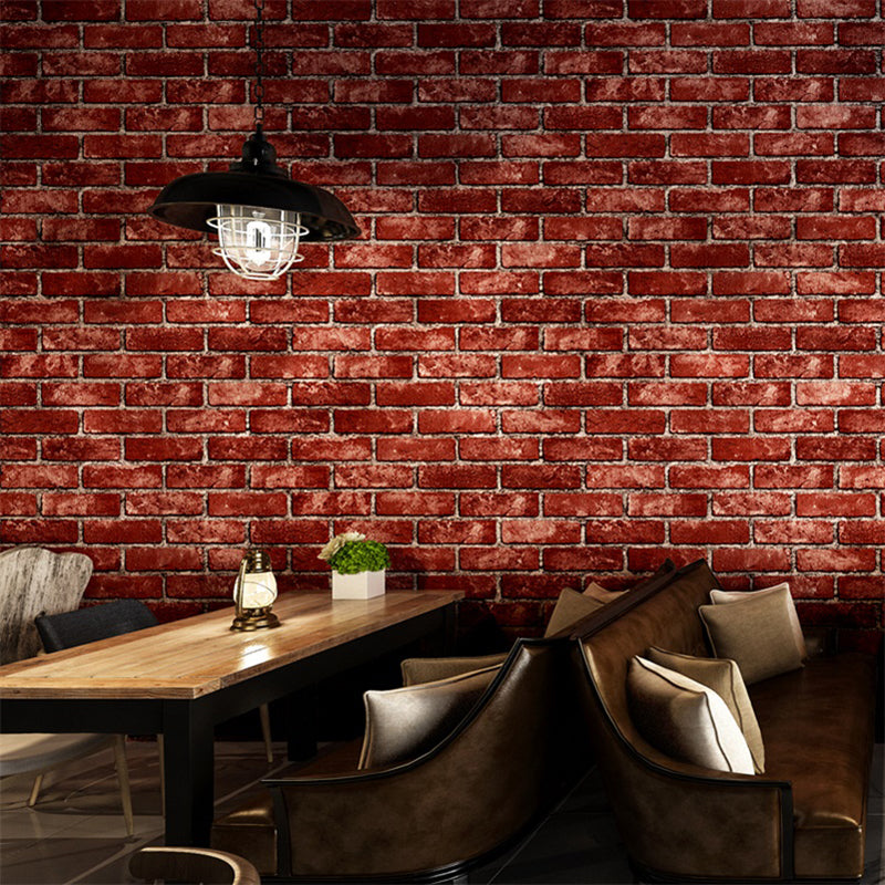 Water Resistant Brick Patterned Wallpaper Roll PVC Industrial Wall Decor for Restaurant