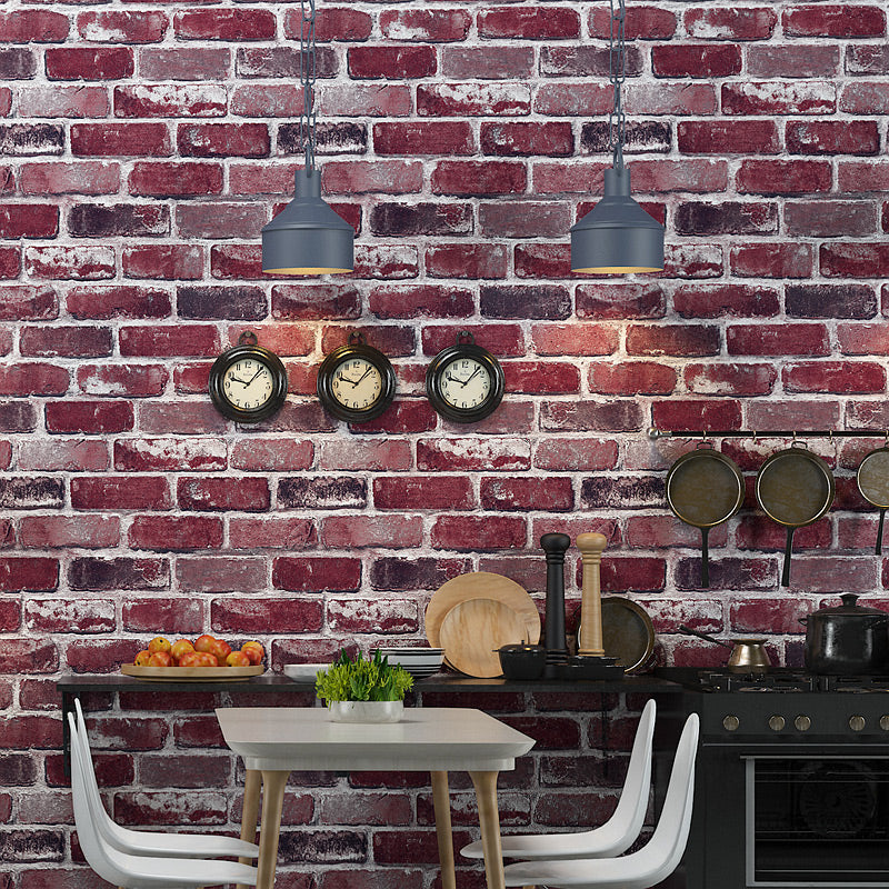 Water Resistant Brick Patterned Wallpaper Roll PVC Industrial Wall Decor for Restaurant
