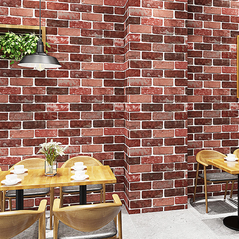 Water Resistant Brick Patterned Wallpaper Roll PVC Industrial Wall Decor for Restaurant
