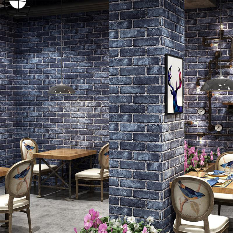 Water Resistant Brick Patterned Wallpaper Roll PVC Industrial Wall Decor for Restaurant