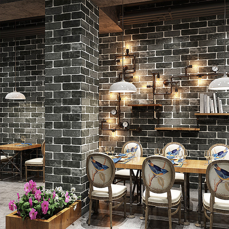 Water Resistant Brick Patterned Wallpaper Roll PVC Industrial Wall Decor for Restaurant