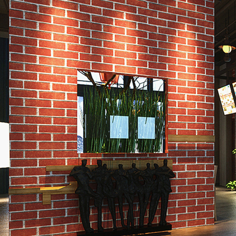 Brick Effect Wallpaper Roll Dark Color Industrial Style Wall Covering for Accent Wall