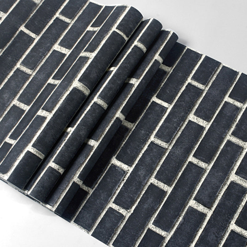 Brick Effect Wallpaper Roll Dark Color Industrial Style Wall Covering for Accent Wall