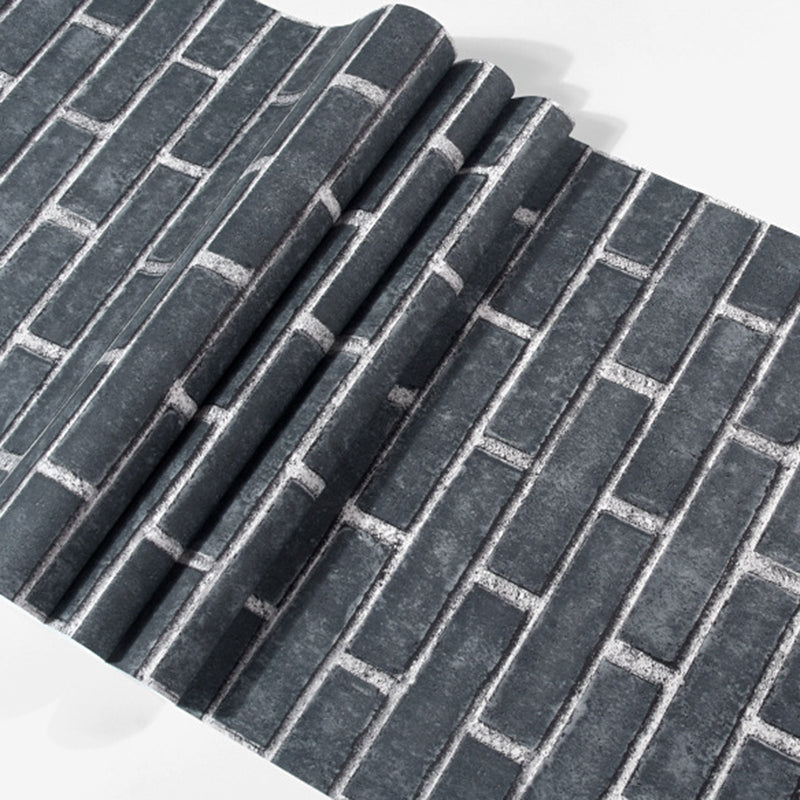 Brick Effect Wallpaper Roll Dark Color Industrial Style Wall Covering for Accent Wall
