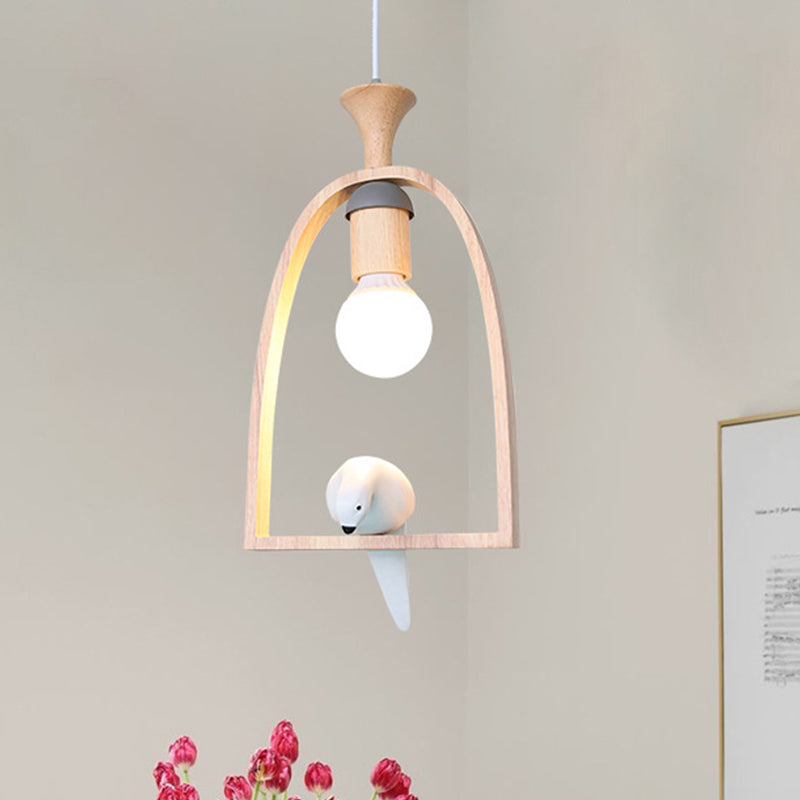 Pendante à cage à oiseaux en bois avec Pigeon Cafe 1 PEPLE PRENDANT RUSTIQUE CHEAUX