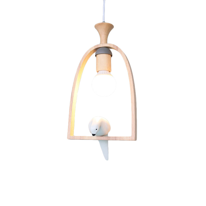Pendante à cage à oiseaux en bois avec Pigeon Cafe 1 PEPLE PRENDANT RUSTIQUE CHEAUX