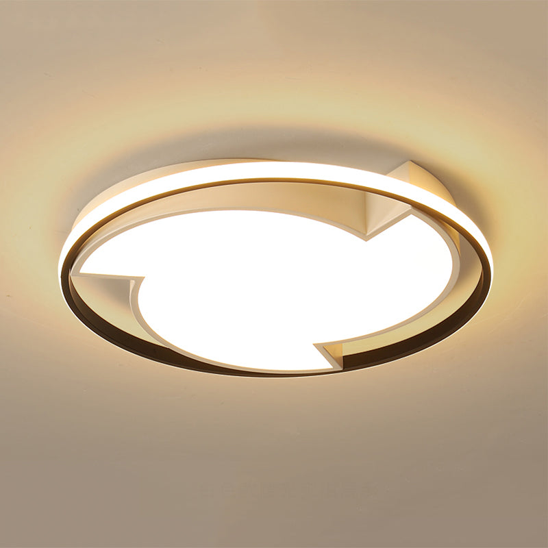 Black Ring Flush Ceiling Light with Windmill Design Modern Style Acrylique DEL Bedroom Flush Mount Lamp in Warm / White Light