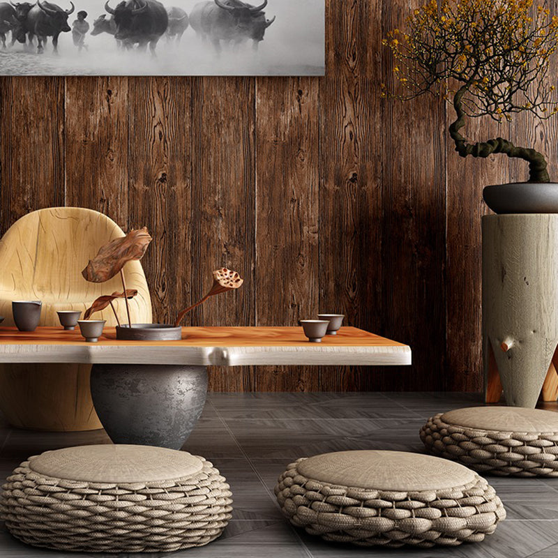 Stain Resistant Reclaimed Wood Wallpaper Roll Industrial Non-Woven Cloth Wall Decor, 54.2 sq-ft