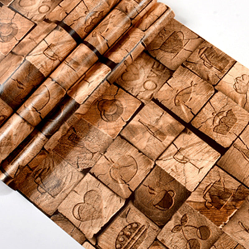 Repurposed Wood Wallpaper Roll Multi-Colored Industrial Wall Art for Business Scenes