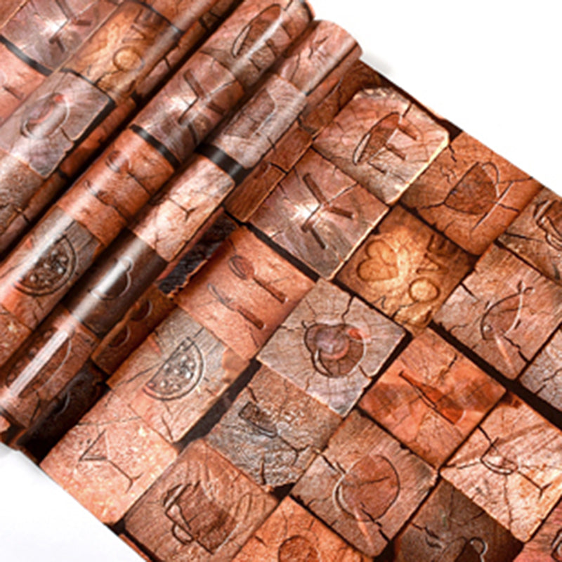 Repurposed Wood Wallpaper Roll Multi-Colored Industrial Wall Art for Business Scenes