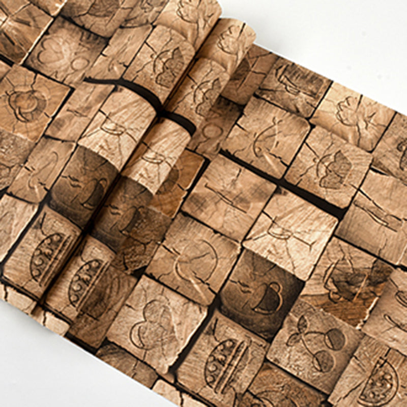 Repurposed Wood Wallpaper Roll Multi-Colored Industrial Wall Art for Business Scenes